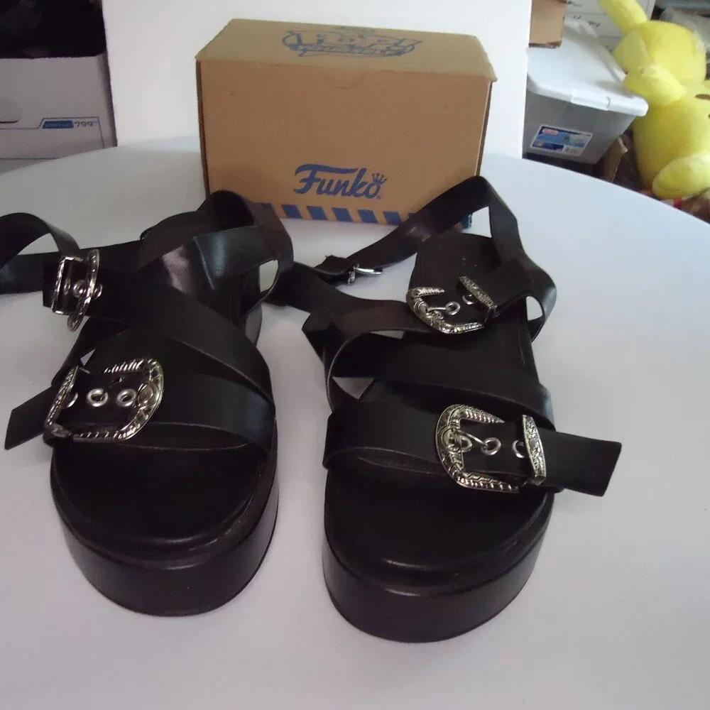 ASOS Toby Sandals Chunky Platform Criss Cross Ankle Adjustable Straps Buckle 11 - Picture 1 of 6